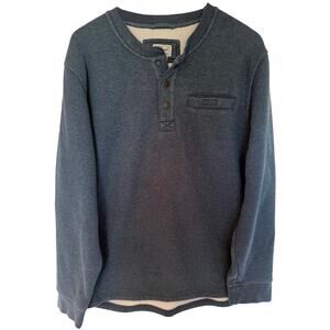L.L. Bean Waffle Knit Henley Shirt Mens Large Blue Thermal Long Sleeve